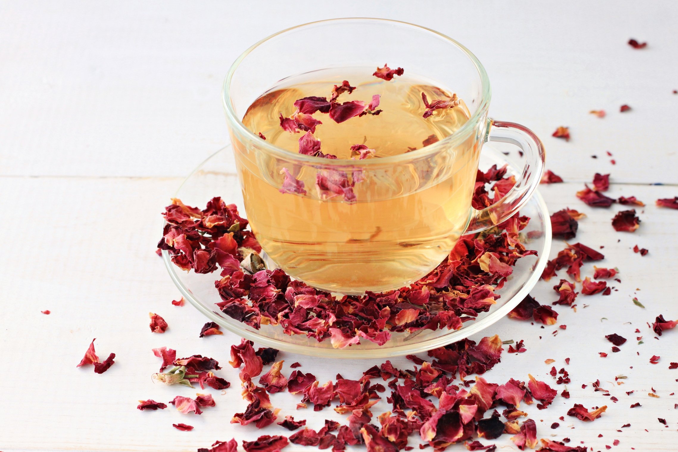 Cup of herbal rose tea.